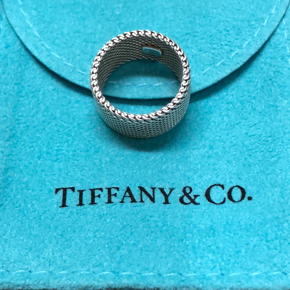 Sterling silver fine mesh wide ring